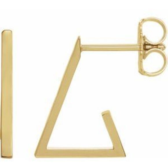 14K Yellow Gold Triangle Hoop Earrings Earrings for Gift - 13.6mm,All Products : American Fashion Style Bags On Sale